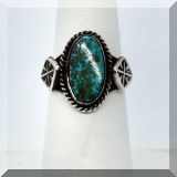 J053. Turquoise stone and sterling silver ring. Signed RLH. Size 6 - $28 